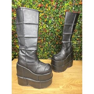Demonia Stack 301 Platform Boots Festival Rave Coachella Party Black Men's 5 GUC